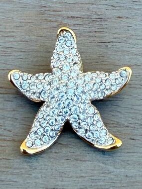 Swarovski Vintage Gold & Crystal Starfish Brooch